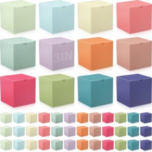 48 pack colorful gift boxes small cardboard boxes with lids bulk square kraft paper cube boxes easy assemble for crafting cupcake christmas wedding presents birthday (macaron color,3 x 3 x 3 inch)