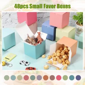 48 Pack Colorful Gift Boxes Small Cardboard Boxes with Lids Bulk Square Kraft Paper Cube Boxes Easy Assemble for Crafting Cupcake Christmas Wedding Presents Birthday (Macaron Color,3 x 3 x 3 Inch)