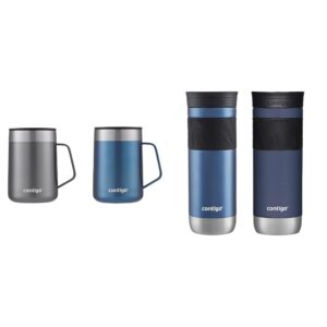 contigo stainless steel travel mugs with splash-proof lids (14oz & 20oz) | keep drinks hot up to 7 hours or cold up to 18