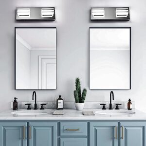 yumcrelect LED Vanity Light, 12W Light Mirror Front Vanity Lamp Modern Acrylic Stainless Steel Bath Wall Vanity Lighting Over Mirror Chrome 2-light Bathroom Bedroom Lighting Fixtures