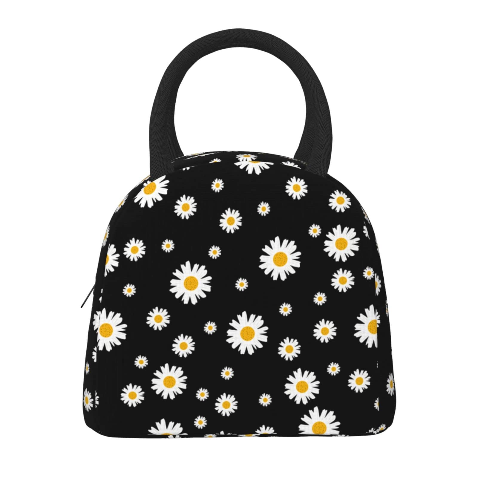 Mokigol Daisy Lunch Box Insulated Reusable Lunch Bag for Women/Men,Adult Thermal Tote Lunch Box, Portable Leakproof Cooler Bags for Work/School/Picnic/Travel/Beach