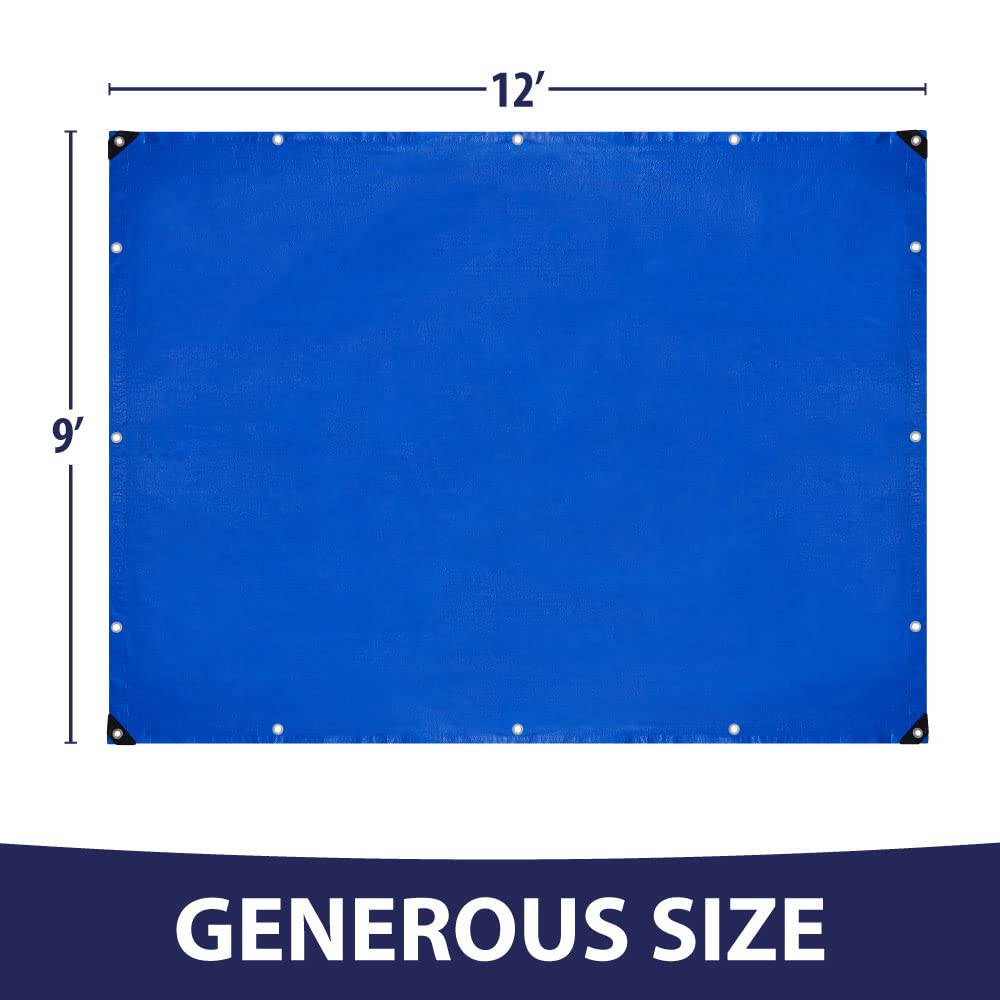 Rugged Rhino All Weather 100% Waterproof Heavy Duty Tarp, 2 Pack, 5 Mil UV Temperature Resistant Tarps, High Durability Multipurpose Cover, for Home Outdoor Patio Winter Leaf Camping, 9x12 Blue