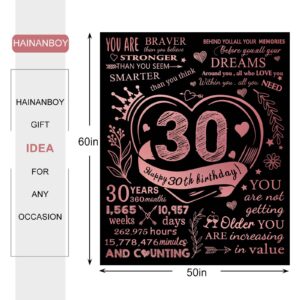 HAINANBOY 30th Birthday Blanket for Her, Polyester, Blackpink, 60x50 in, Lightweight, Perfect 30 Year Old Gifts for Women