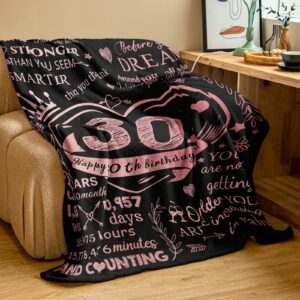 HAINANBOY 30th Birthday Blanket for Her, Polyester, Blackpink, 60x50 in, Lightweight, Perfect 30 Year Old Gifts for Women