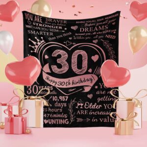 HAINANBOY 30th Birthday Blanket for Her, Polyester, Blackpink, 60x50 in, Lightweight, Perfect 30 Year Old Gifts for Women