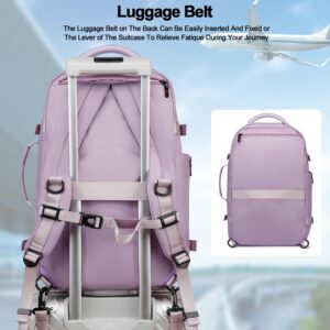 Asenlin 40L Travel Backpack for Women Men，17 Inch Laptop Backpack Flight Approved Luggage Carry On Water Resistant for Weekender Overnight Large Daypack Purple