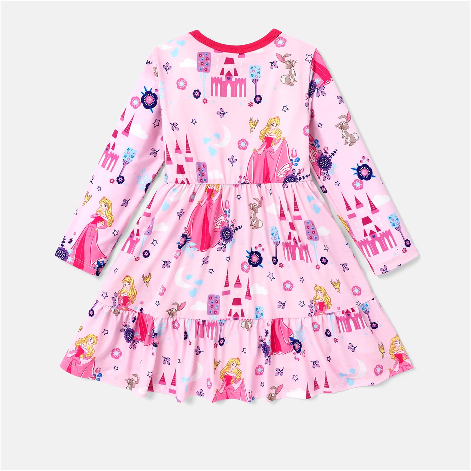 Disney Princess Toddler Girl Allover Print Long-sleeve Dress, Pink, 3T