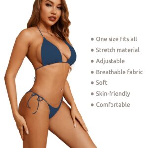 Dadress Women's Halter Bikini Sets Spaghetti Strap Swimsuit Sliding Triangle Bathing Suit 2 Piece Sexy Bikinis Blue