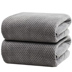 HVMS Oversized Bath Towels Extra Large 40x80 Inches Bath Sheets for Adults Super Soft Quick Dry Highly Absobent Microfiber Shower Towels (2 Piece, Grey)…