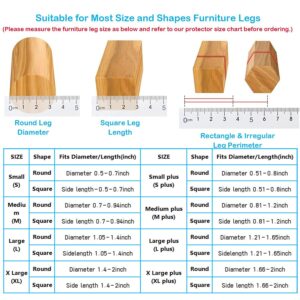 16 Pack Chair Leg Floor Protectors for Hardwood Floors, Round Rubber Furniture Sliders, 360°Felt Pad Bottom Wrapped Thickening Silicone Furniture Legs Caps Covers(Square,Clear-Brown-XL)