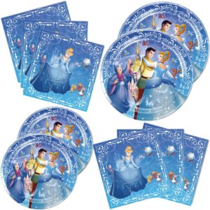 omto 40pack cinderella party supplies include 20 plates, 20 napkinsfor cinderella birthday party decoration