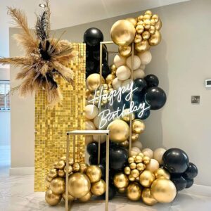 MISTARICH Metallic Gold Balloons 100 Pcs Latex Halloween Balloon Garland Arch Kit 5/10/12/18 Inch for Wedding Anniversary Graduation Birthday Baby Shower Party Decoration