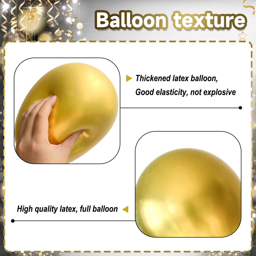 MISTARICH Metallic Gold Balloons 100 Pcs Latex Halloween Balloon Garland Arch Kit 5/10/12/18 Inch for Wedding Anniversary Graduation Birthday Baby Shower Party Decoration