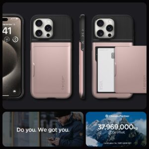 Spigen Slim Armor CS Designed for iPhone 15 Pro Max Case (2023) [Military-Grade Protection] - Rose Gold