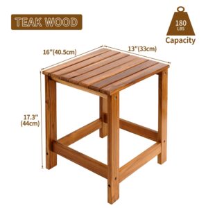 Utoplike Teak Outdoor Side Table for Patio, Pool Coffee Accent Table, Wood End Tables for Garden, Backyard, Bed, Living Room, Couch