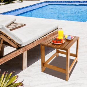 Utoplike Teak Outdoor Side Table for Patio, Pool Coffee Accent Table, Wood End Tables for Garden, Backyard, Bed, Living Room, Couch