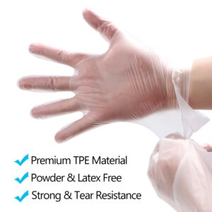 Meekear Food Prep Disposable Gloves, TPE Clear Latex-Free Food Safe Cleaning Gloves, BPA Free, Powder Free, Oil Tight (100, Medium)