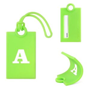 Vigorport Initial Luggage Tags for Suitcase, 3 Pack Bright Silicone Bendable Tags with Privacy Name Card for Travel Sports Easy Identification(Letter A)