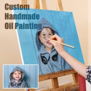 100% Handmade Personalized Picture Custom Canvas Oil Painting from Your Photos - Customize Portrait Your Space with Canvas Wall Art Paintings (Un-Frame,H24xW16inch(60x40cm))