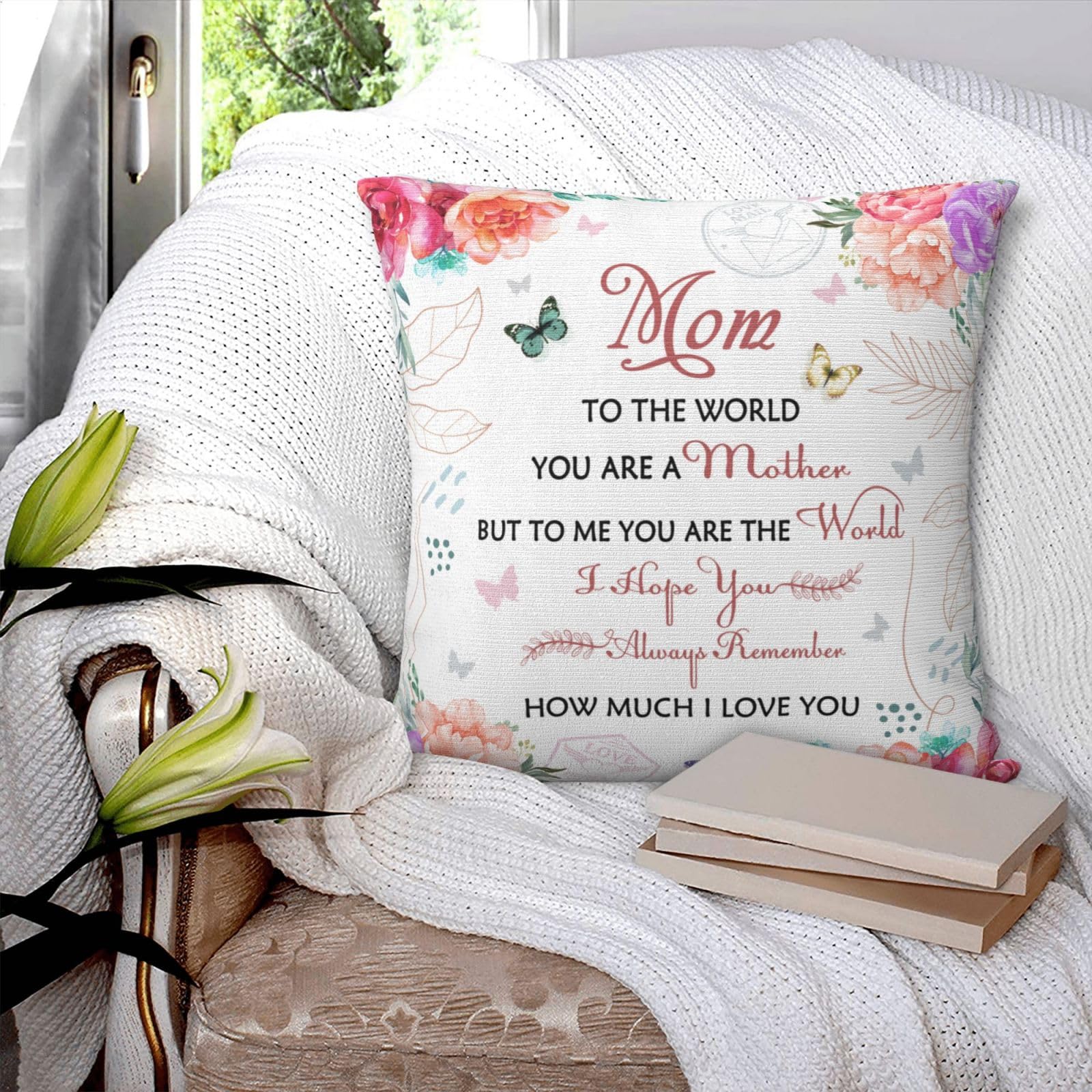 Mom Gifts from Daughter, Gifts for Mom Pillow Cover 18"x18", Mom Birthday Gifts, Mom Gifts, Mom Gifts from Son, Best Mom Ever Gift, Moms Gift Ideas for Anniversary Mother's Day Christmas, Mother Gifts