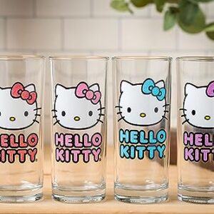 Silver Buffalo Sanrio Hello Kitty 4pc Tumbler Glass Set, 10 Ounces