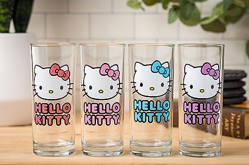 Silver Buffalo Sanrio Hello Kitty 4pc Tumbler Glass Set, 10 Ounces