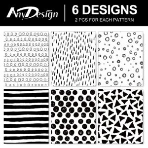 AnyDesign 12 Sheet Black White Wrapping Paper Minimalist Gift Wrap Paper Bulk Geometric Stripes Dots Art Craft Paper for Birthday Graduation DIY Crafts Gift Packing, Folded Flat, 19.7 x 27.6 Inch