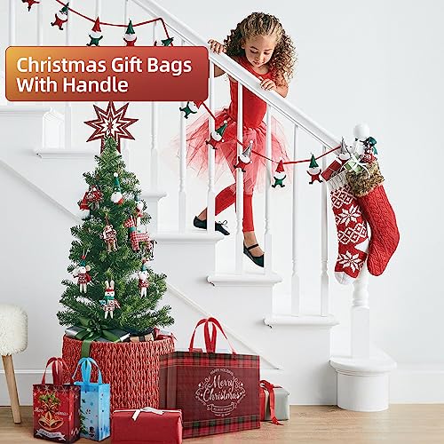 YANGTE Christmas Gift Bags - 20 Pack Assorted Sizes With Handles, Reusable Tote Bags for Holidays