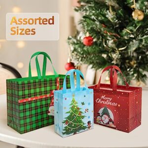 YANGTE Christmas Gift Bags - 20 Pack Assorted Sizes With Handles, Reusable Tote Bags for Holidays