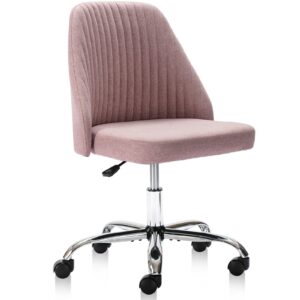 sweetcrispy armless office chair cute desk chair, modern fabric home office desk chairs with wheels adjustable swivel task computer vanity chair for small spaces