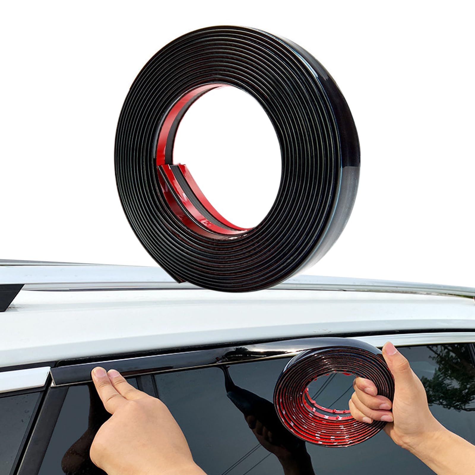 NGHEY Pack-1 Car Chrome Trim Molding, 0.78" x 16.4Ft Body Window Seal Rubbing Strip, Bumper Anti-Collision Strip, Universal for Auto DIY Shiny Self-Adhesive Strip (Bright Black)