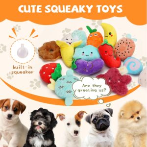 QTwoof Charming Chorus-20 Pack Squeaky Dog Toys Set, Plush Puppy Toys with Irresistibly Cute Characters for Small Dogs, Interactive Dog Squeak Toys for Dog Fun&Teeth Cleaning