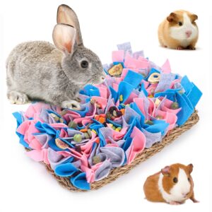 vczone 12" x 8" rabbit seagrass snuffle mat , pure hand-woven felt cloth pet foraging mat, enrichment toy bed activity mat for rabbits, bunny, guinea pigs, ferrets, chinchillas, small animals (12*8in)