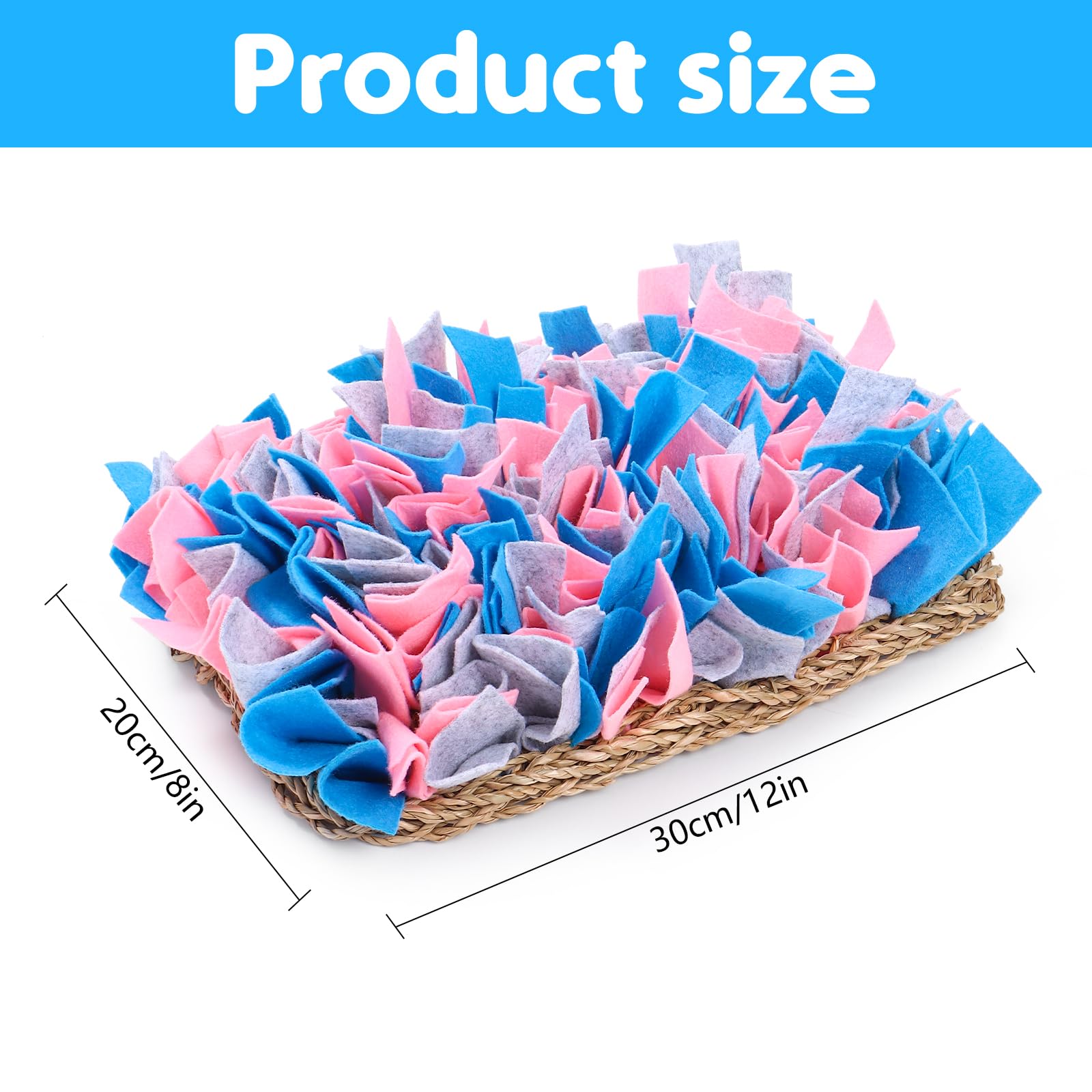 VCZONE 12" x 8" Rabbit Seagrass Snuffle Mat , Pure Hand-woven Felt Cloth Pet Foraging Mat, Enrichment Toy Bed Activity Mat for Rabbits, Bunny, Guinea Pigs, Ferrets, Chinchillas, Small Animals (12*8in)