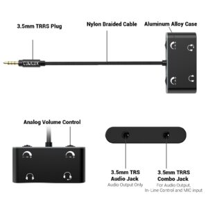 Cubilux 3.5mm Dual Headphone Splitter, Volume Control, Compatible with Laptops, Tablets, Phones