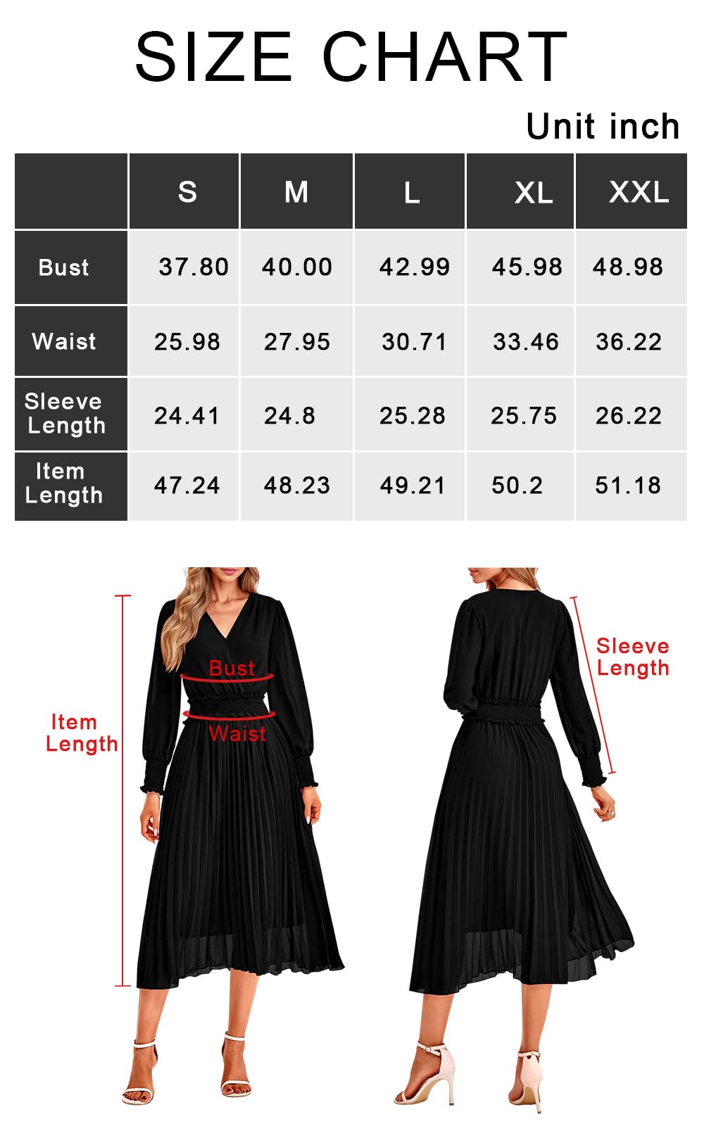 PRETTYGARDEN Women's Midi Long Puff Sleeve Summer Dresses 2024 Smocked Waist V Neck Flowy Ruffle Pleated Casual Long Dress (Brown,Medium)