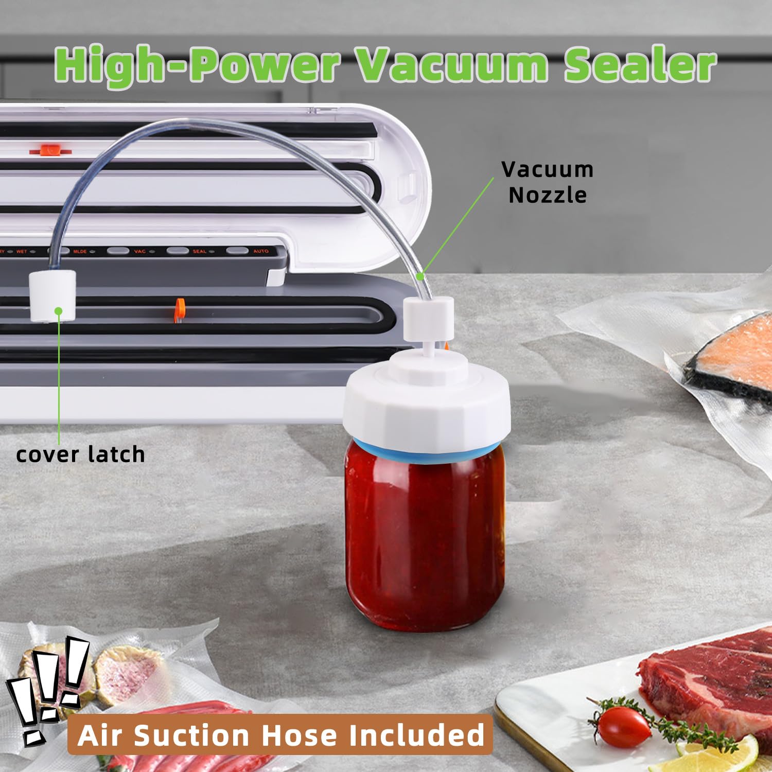 Vacuum Sealer Machine, Food Vacuum Sealer Automatic with 10 PCS Vacuum Seal Bags,5 in 1 Easy Dry/Moist Vacuum Sealer Machine Options for Sous Vide and Food Storage