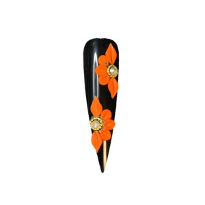 Set 10Pcs Orange 3D Sweet Season Poinettia (5 Petals) Flower Nail Art Charms Handmade by Acrylic Powder Design Acrylic Nail Art for Women Girls (Orange 4-10Pcs)