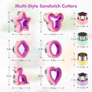 NPET Sandwich Cutter and Sealer 10 Pcs, Decruster Sandwich Maker for Uncrustables Peanut Butter and Jelly Sandwich Cutter for Kids Lunch DIY Uncrustable Maker Cookie Cutter Set Boy Girl