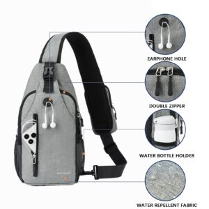 BOSTANTEN Sling Bag, Crossbody Backpack RFID Shoulder Chest Bag for Men Women Travel Hiking Casual Daypack, Grey