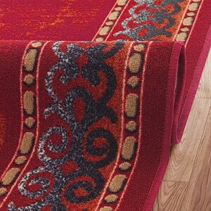 Antep Rugs Alfombras Bordered Modern 3x5 Non-Slip (Non-Skid) Low Pile Rubber Backing Indoor Area Rug (Maroon Red, 3' x 5')