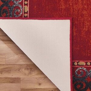 Antep Rugs Alfombras Bordered Modern 3x5 Non-Slip (Non-Skid) Low Pile Rubber Backing Indoor Area Rug (Maroon Red, 3' x 5')