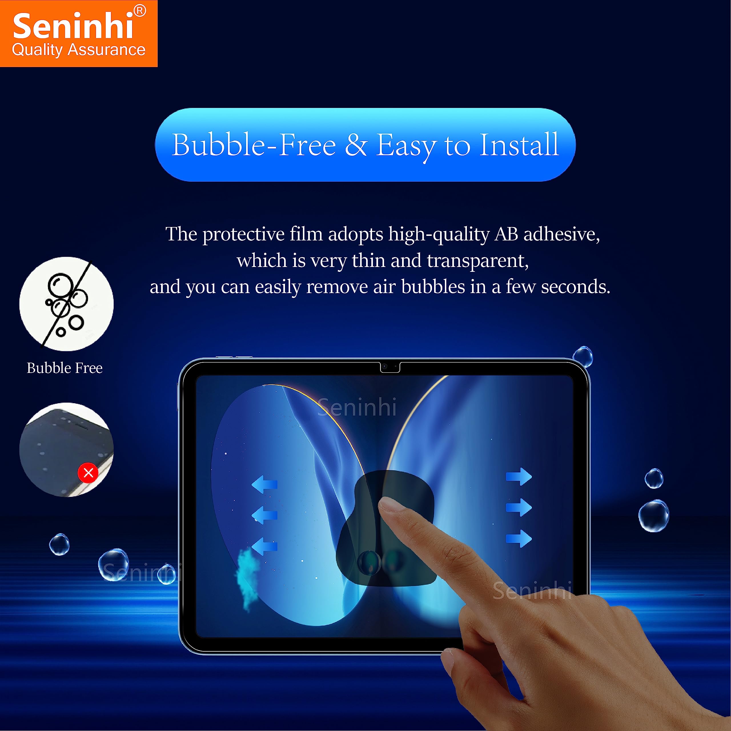 seninhi [2Pack for Apple ipad 10th generation Screen Protector 2 Pack Tempered Glass Screen Protector HD [With Easy Installation Frame] [9H Hardness] [Anti-Scratch] [Bubble Free]-Clear