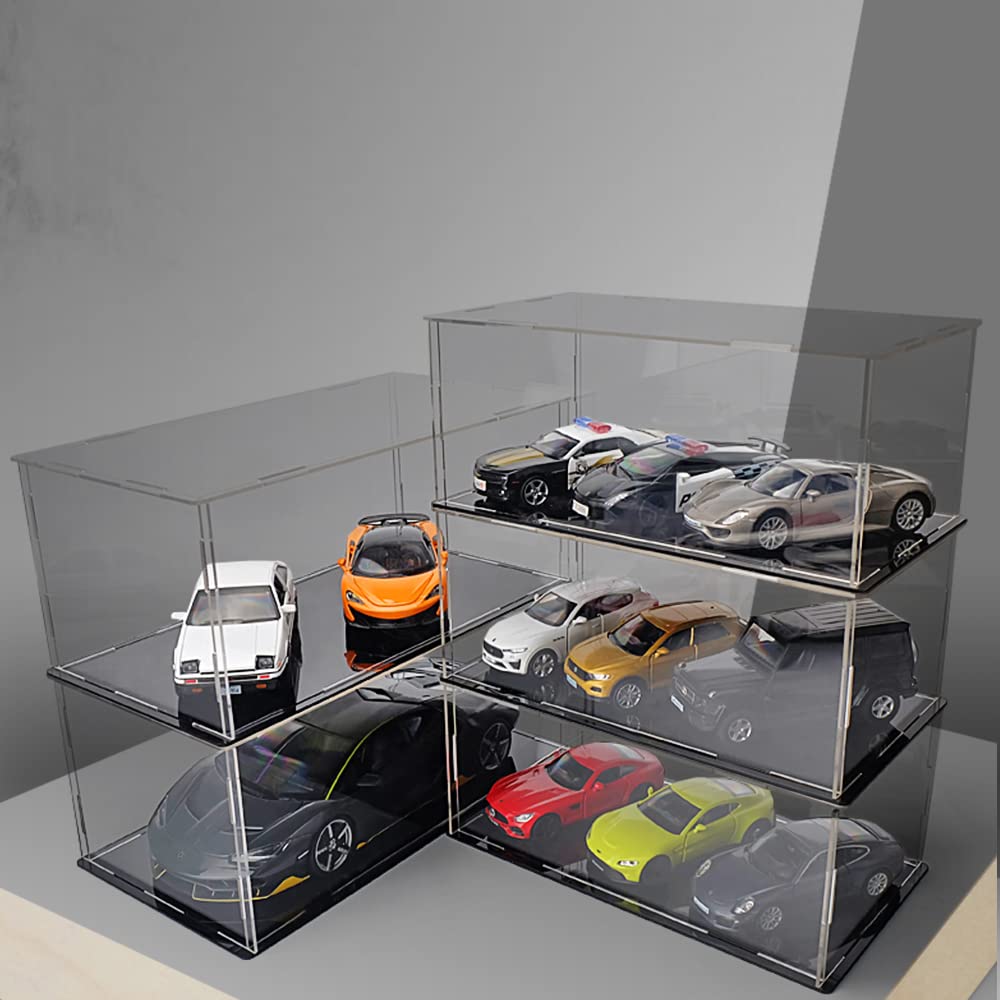 kivcmds Clear Acrylic Display Case for 1:18 Scale Model Cars,Self-Assembly,Countertop Cube Showcase Storage for Collectibles Toy