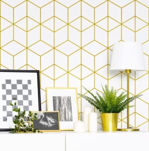 peel and stick wallpaper gold and white contact paper geometric wallpaper self adhesive removable wallpaper for walls covering vinyl rolls 118"x17.7"