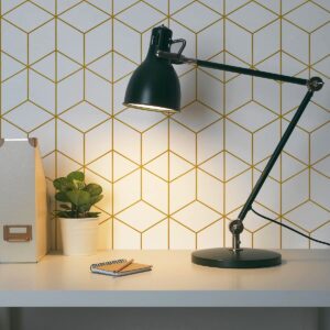 Peel and Stick Wallpaper Gold and White Contact Paper Geometric Wallpaper Self Adhesive Removable Wallpaper for Walls Covering Vinyl Rolls 118"x17.7"