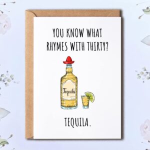 NTVShop You Know What Rhymes With Thirty - Funny 30Th Birthday Card - 30Th Birthday Gift For Her Or Him - Turning 30 Card For Sister Brother Or Coworker