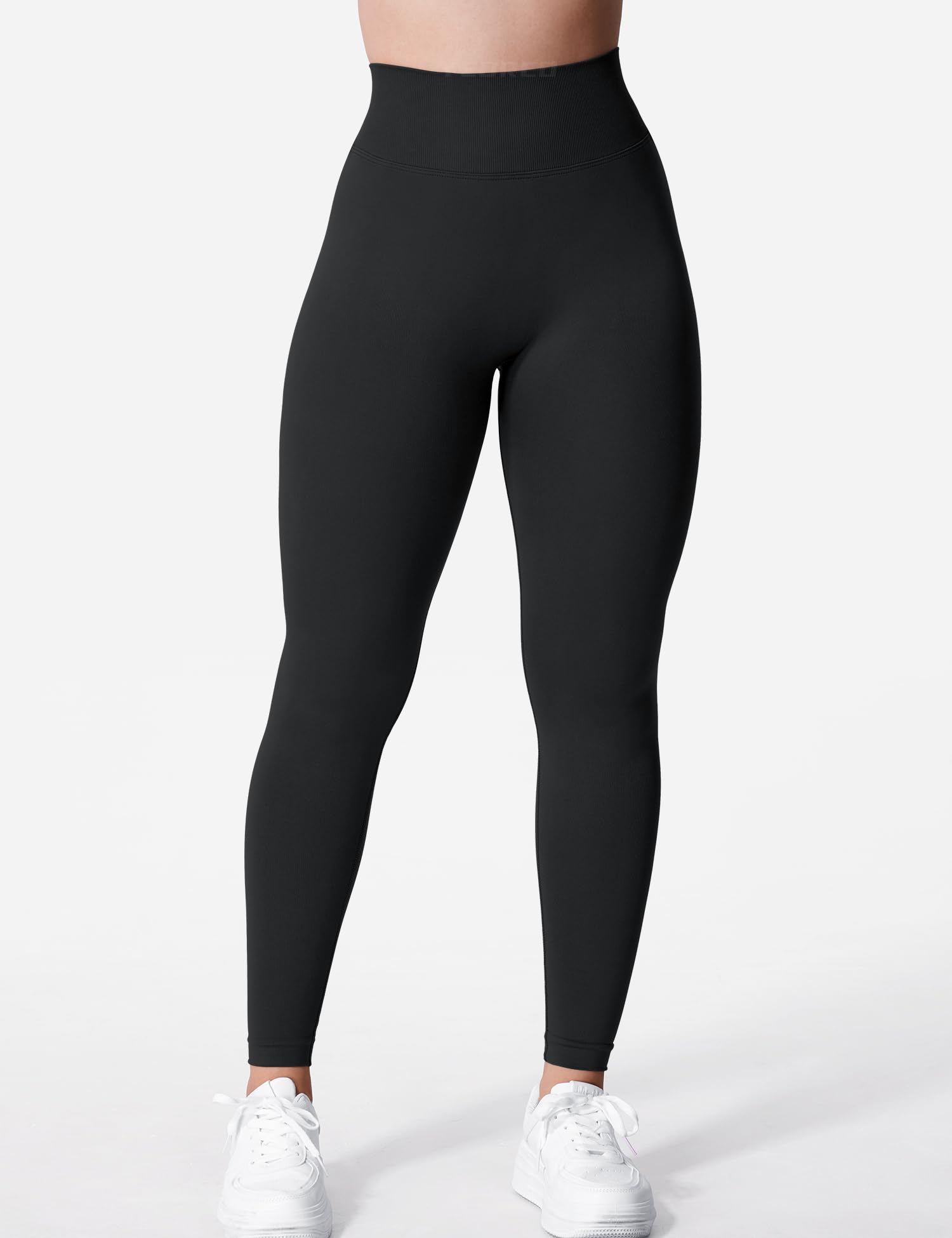 YEOREO Liz Scrunch Workout Leggings for Women High Waisted Butt Lifting V Back Waist Seamless Gym Yoga Leggings Black S