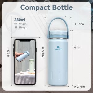 Santeco 13oz Insulated Water Bottle with Handle, Stainless Steel Sports Water Bottles, Wide Mouth Leak-Proof Double Wall Travel Mug Cold & Hot Water Cup for GYM, Riding, Camping, School