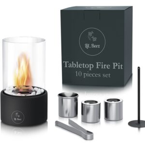 LIL_BEEZ Tabletop Fire Pit - Stainless Steel Portable Fire Pit - Crack-Resistant Small Indoor Table Firepit - Mini Fireplace with Borosilicate Glass